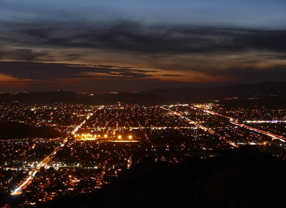 Simi Valley, California, Insurance - Aerial View of City Lights at Night in Simi Valley